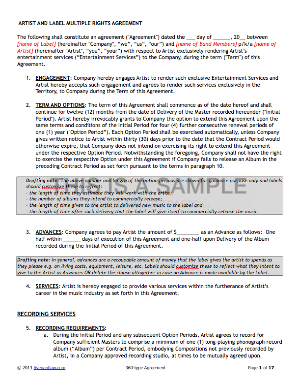 360 Deal Contract Templates (See a Sample)