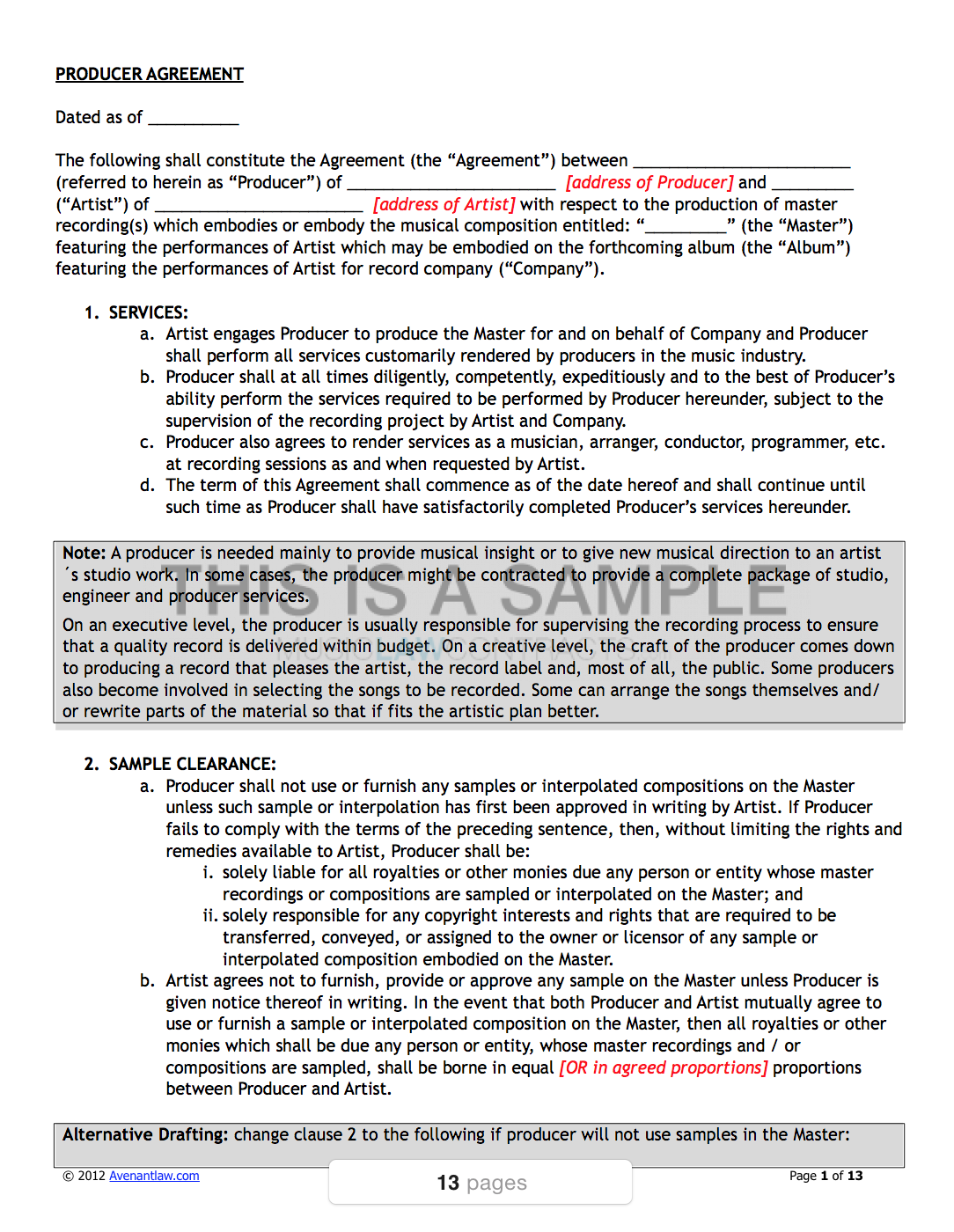 band contract template