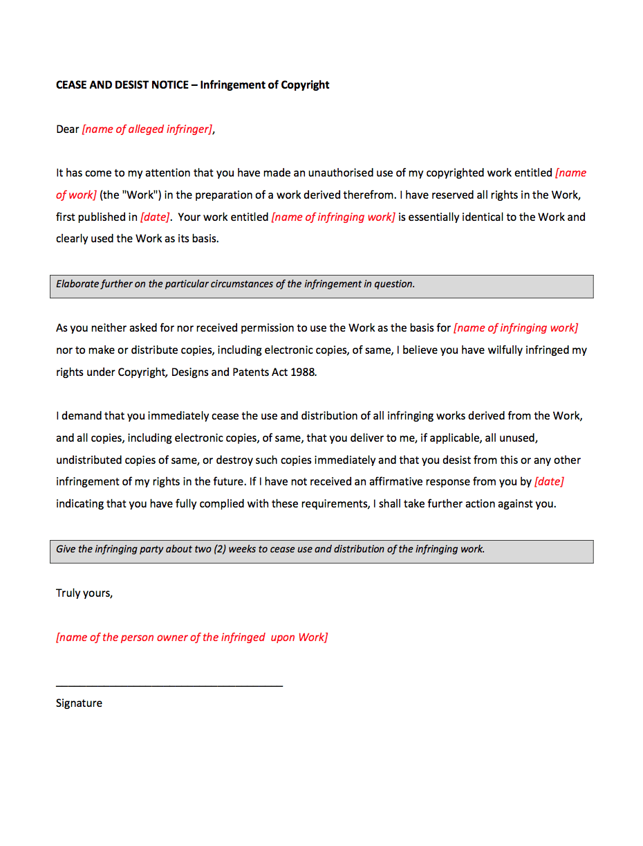 Cease And Desist Letter For Copyright Infringement Template cease-and-desist-letter-for-copyright-infringement-template