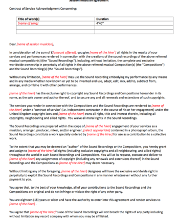 Session Musician Contract