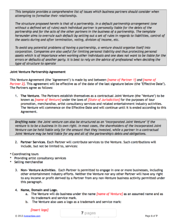 Joint Venture Partnership Agreement