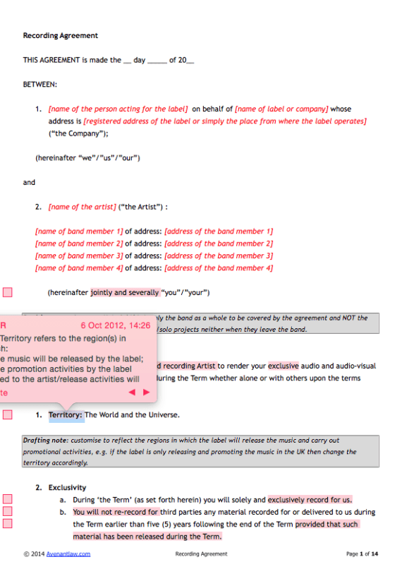 Recording Agreement