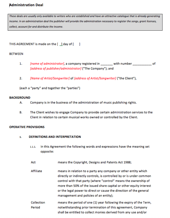 Administration Deal (Publishing)