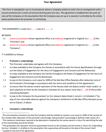 Tour Agreement