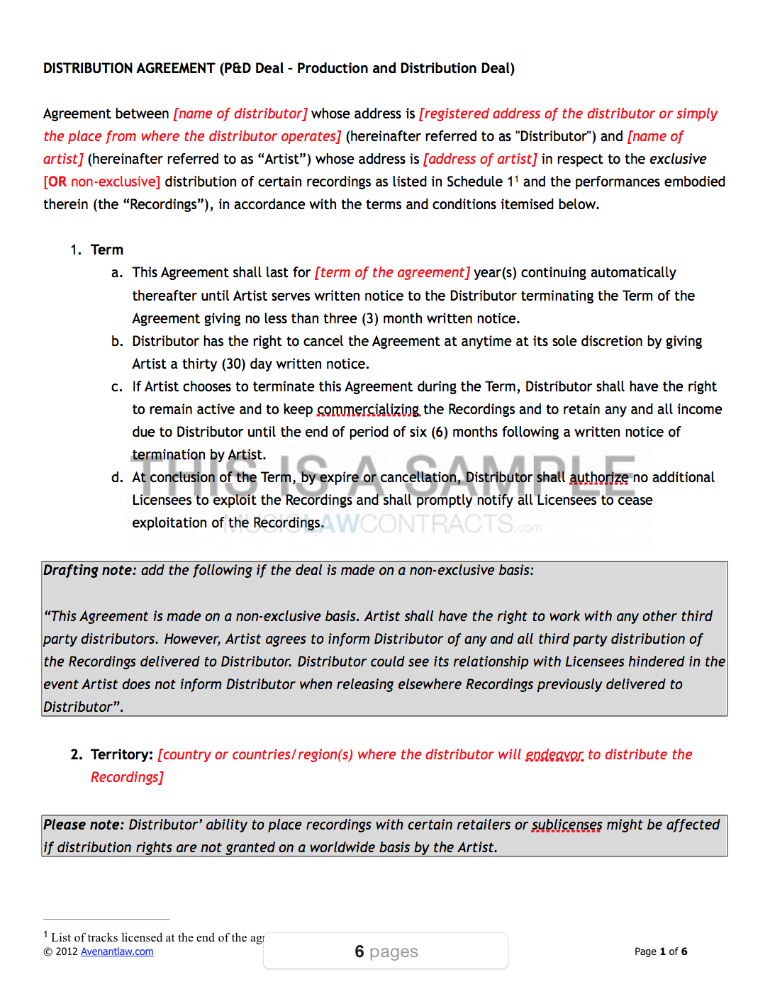 Record Label Artist Contract Template