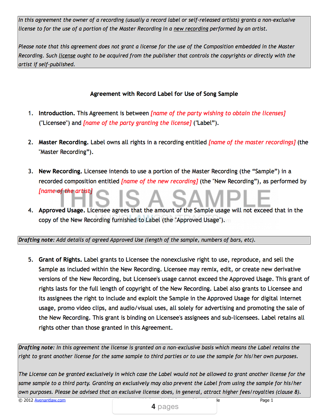 Sample Clearance Pack Inside own brand labelling agreement template