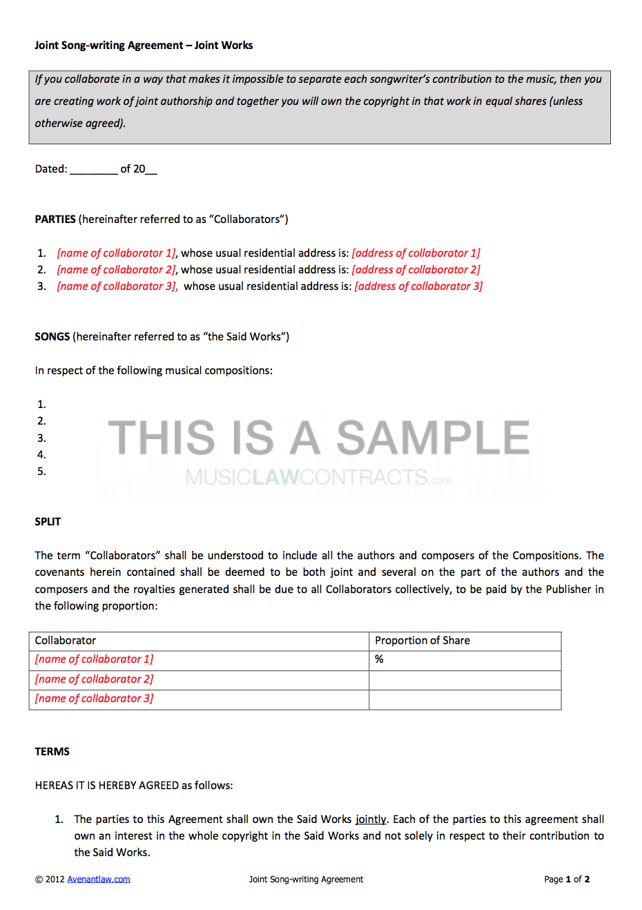 Publishing Agreement Template