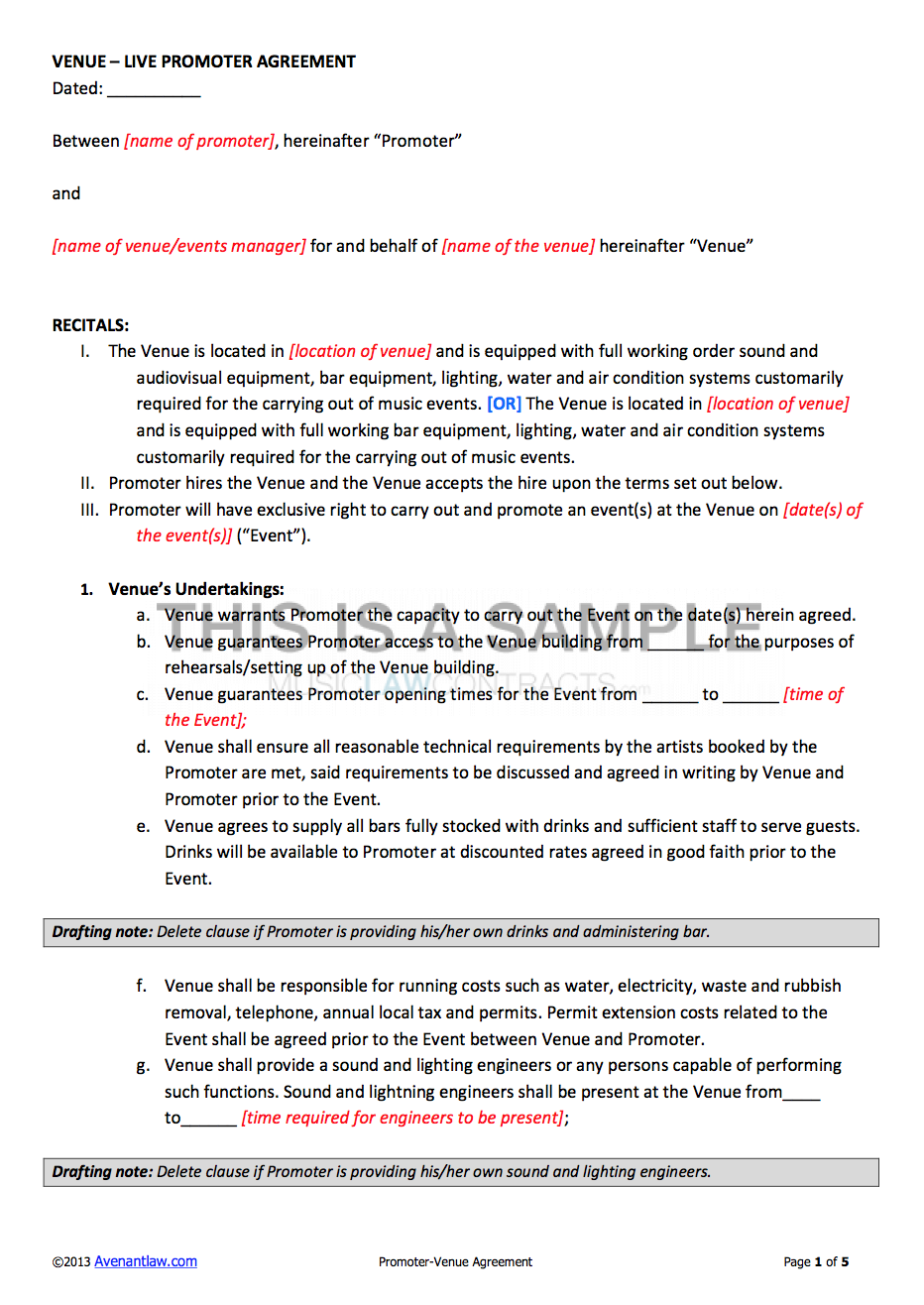 Artist Performance Agreement Template