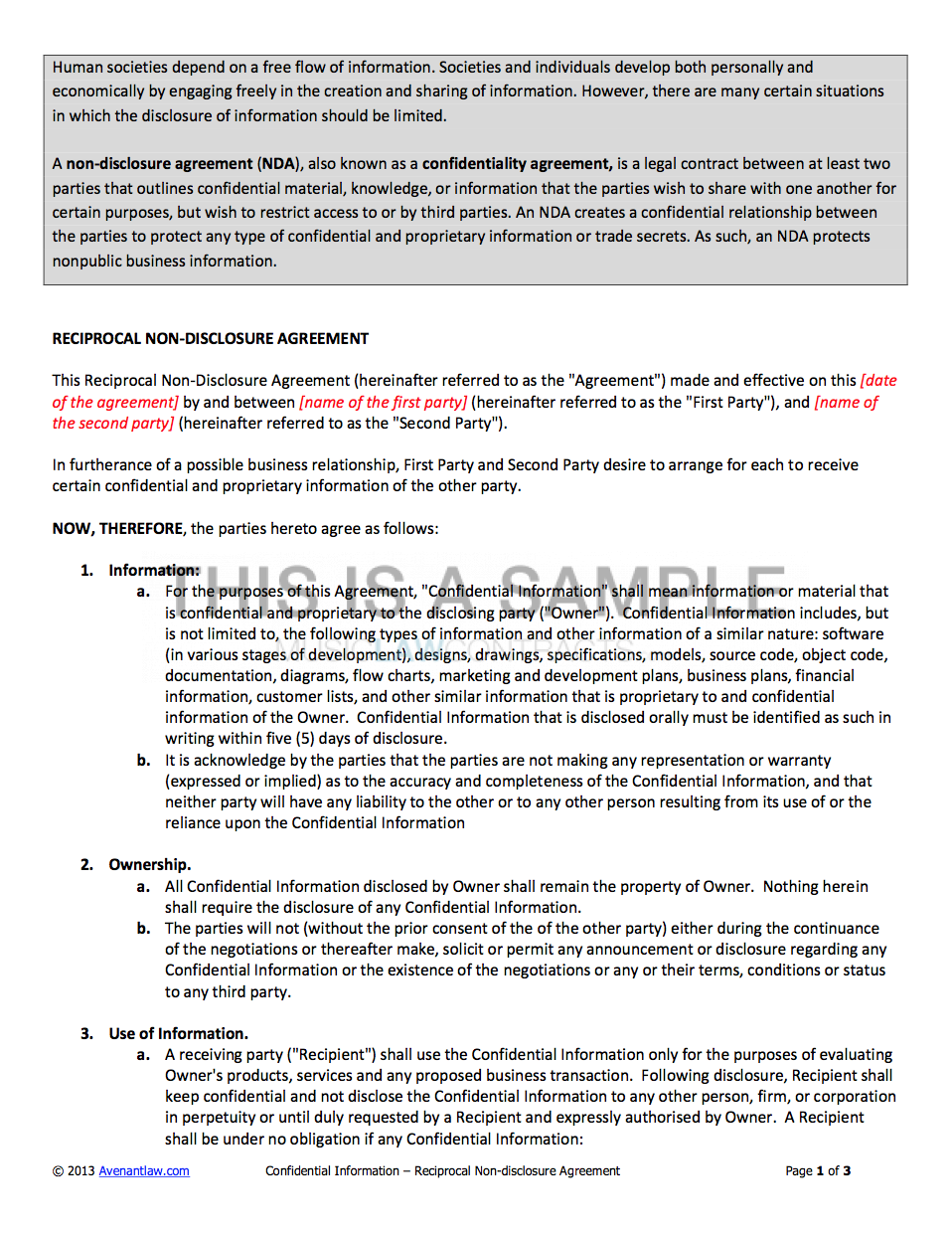 Business Confidentiality Agreement Template