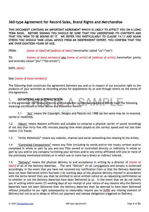 Record Label Contract Template