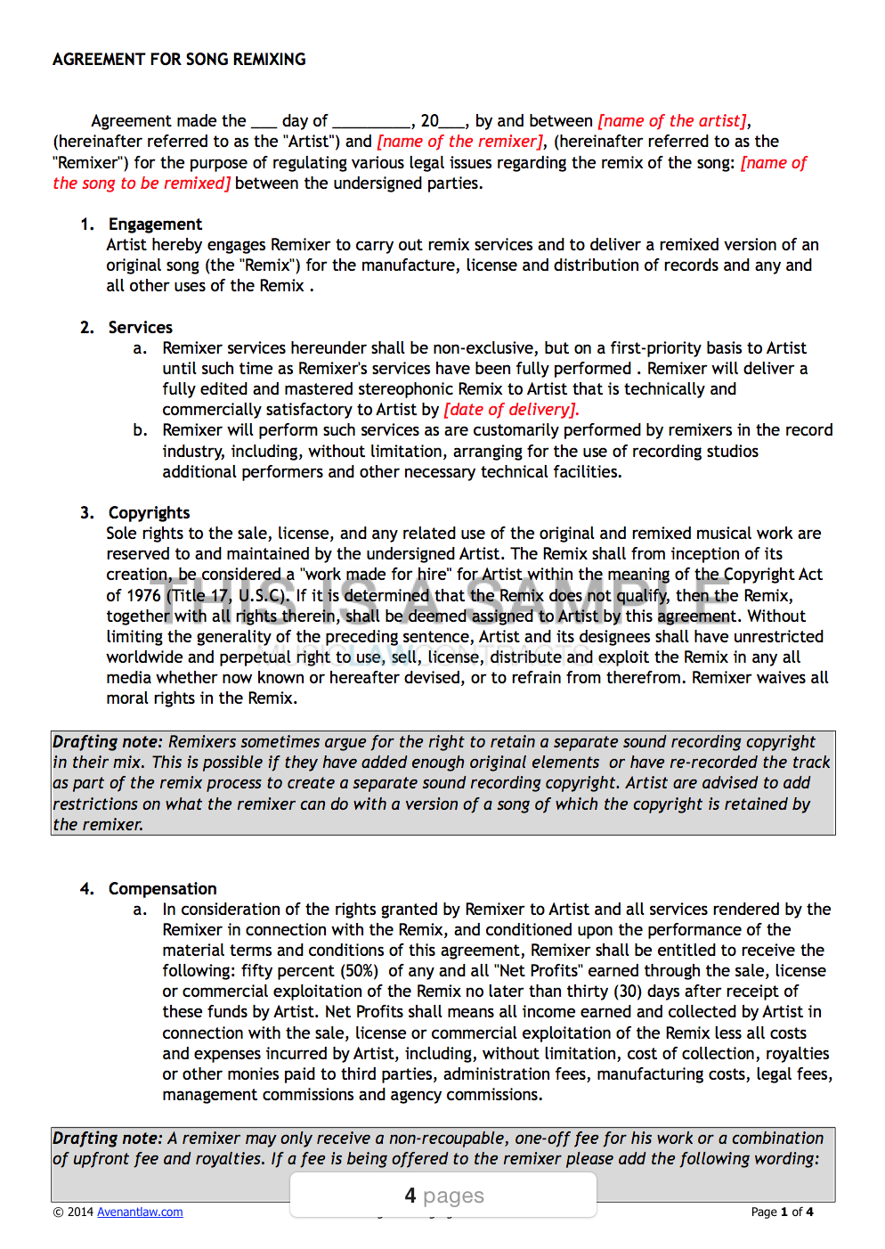 Songwriter Agreement Template